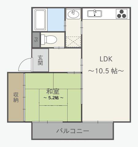 春と彩りのルミエール(1LDK/2階)の間取り写真