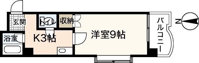 ジュネス山城(1K/7階)の間取り写真