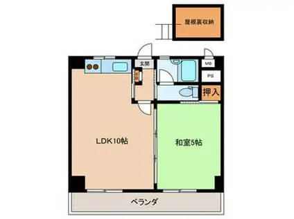 リバーサイド三和(1LDK/4階)の間取り写真