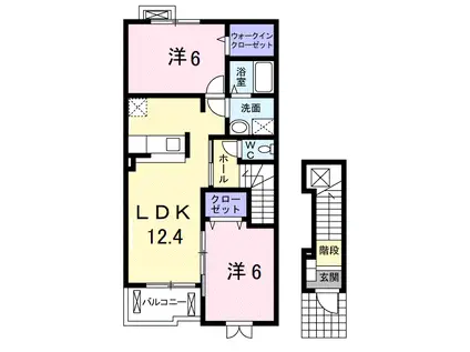 ベル・アルカンシェル(2LDK/2階)の間取り写真