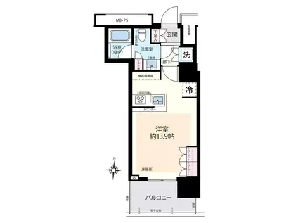 THE TOWER 湘南辻堂(ワンルーム/5階)の間取り写真