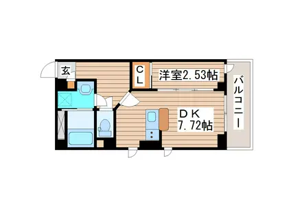ラシーネ錦町(1DK/4階)の間取り写真