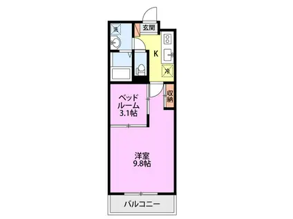 PROGRESSIVE II(1K/2階)の間取り写真