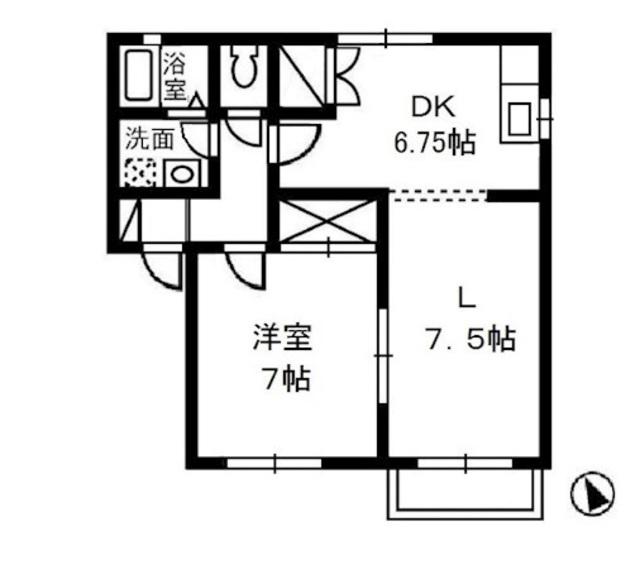サニープレインD棟(1LDK/2階)の間取り写真