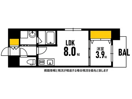 BONHEUR宇品海岸二丁目(1LDK/4階)の間取り写真