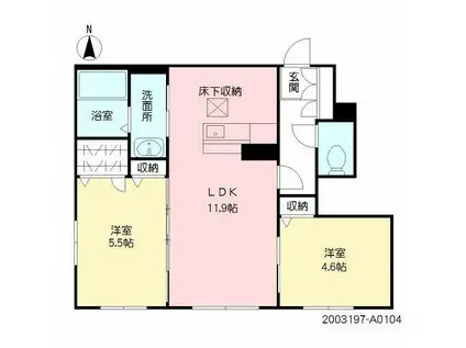 シャーメゾン善導寺(2LDK/1階)の間取り写真