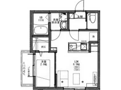 KEIAI RESIDENCE 西八王子III(1LDK/2階)の間取り写真