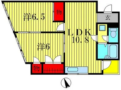 徳増第一ビル(2LDK/3階)の間取り写真
