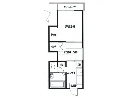 共栄コーポ(2K/1階)の間取り写真