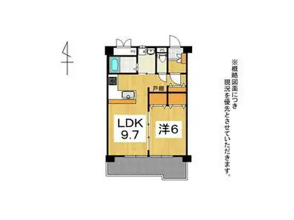 ライシーアイル桑野(1LDK/2階)の間取り写真