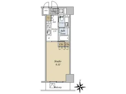 コンパートメント東京中央(1K/4階)の間取り写真