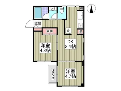 ポプリ蓮沼(2DK/3階)の間取り写真