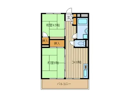 ビレッジハウス向台(2DK/7階)の間取り写真