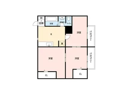 レジデンス原田(3K/3階)の間取り写真