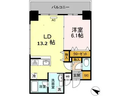 ハイムローゼVII(1LDK/2階)の間取り写真