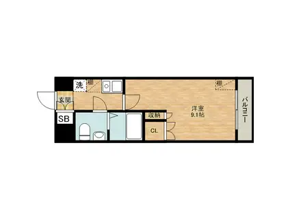 ヴィラフェザントII(1K/3階)の間取り写真