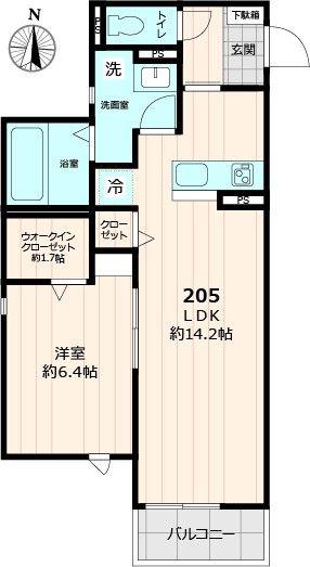 THE OASIS(1LDK/3階)の間取り写真