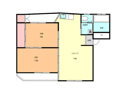 不二屋マンション(2LDK/2階)の間取り写真