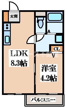 DIAS東石切(1LDK/3階)の間取り写真