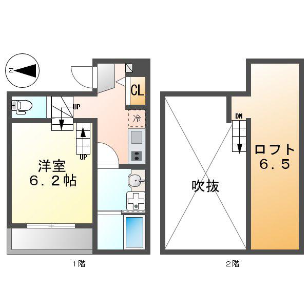 STAGE笹島(1K/2階)の間取り写真