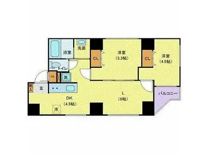 キャピタルワン(2LDK/7階)の間取り写真