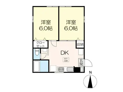 K&Kハウス(2DK/2階)の間取り写真