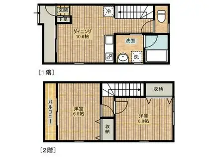 レゴリス(2DK/1階)の間取り写真
