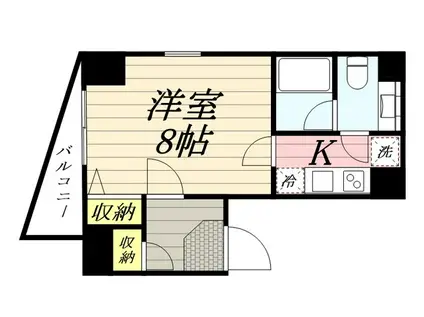 K・HIROO ケイヒロオ(1K/8階)の間取り写真