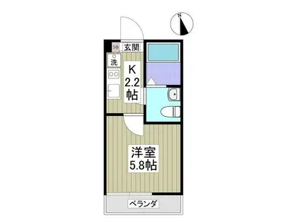 アザーレターコイズ(1K/2階)の間取り写真