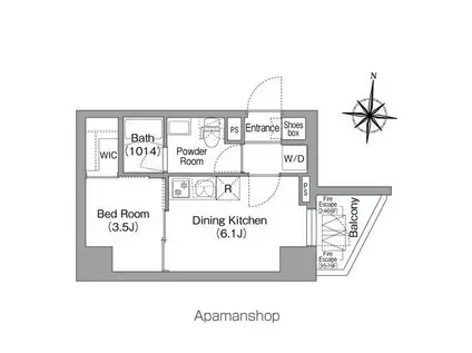 コンフォリア・リヴ木場イーストI(1DK/7階)の間取り写真