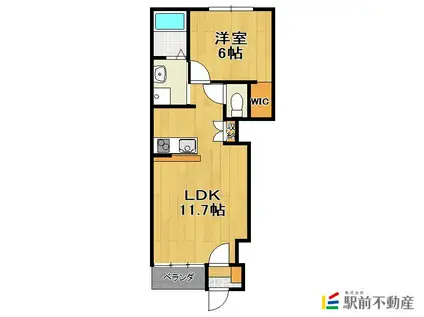 グレイシャス(1LDK/1階)の間取り写真