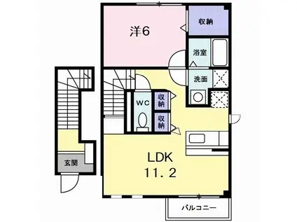 キャプリコートB(1LDK/2階)の間取り写真