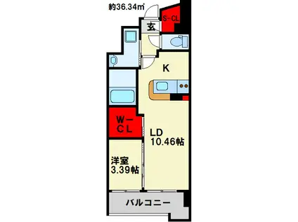 ウイングス西小倉(1LDK/8階)の間取り写真