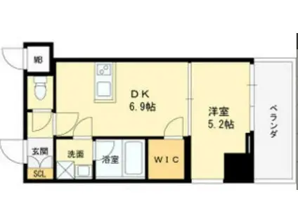 ヴィ―ナス今里(1DK/6階)の間取り写真