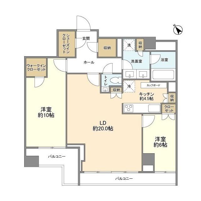 ウエリス代官山猿楽町テラス(2LDK/2階)の間取り写真