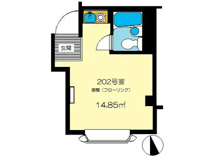 リバーイースト(ワンルーム/2階)の間取り写真