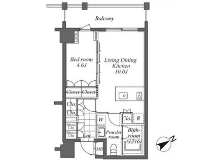 オーパスレジデンス恵比寿(1LDK/2階)の間取り写真