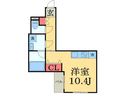 クラストガーデンⅢ(ワンルーム/2階)の間取り写真