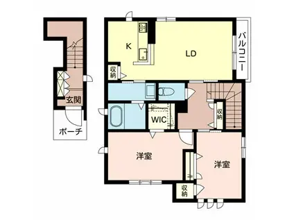 シャーメゾン川西(2LDK/2階)の間取り写真