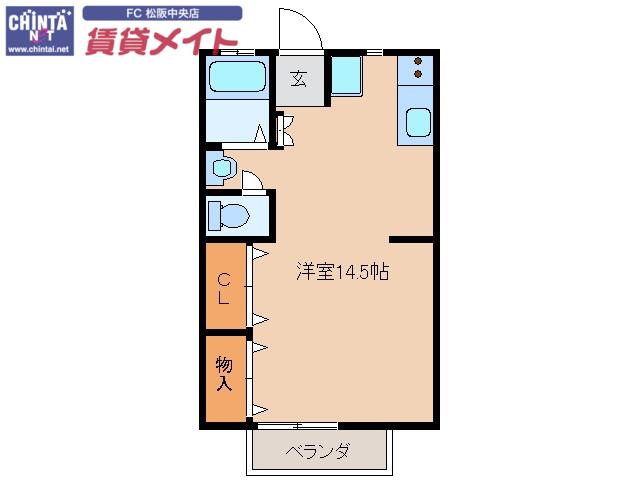 エクセルコトー(ワンルーム/1階)の間取り写真