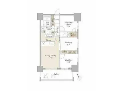 ライトテラス新宿御苑(3LDK/14階)の間取り写真