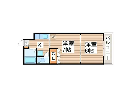 イーグルハイツ錦町(2K/2階)の間取り写真