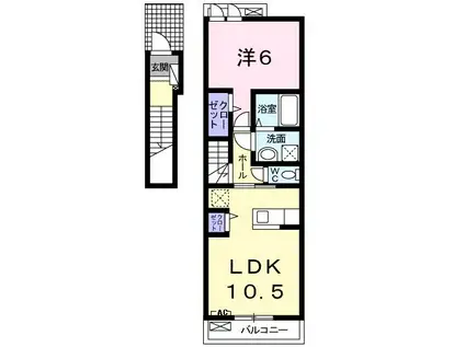 ソレアードV A(1LDK/2階)の間取り写真