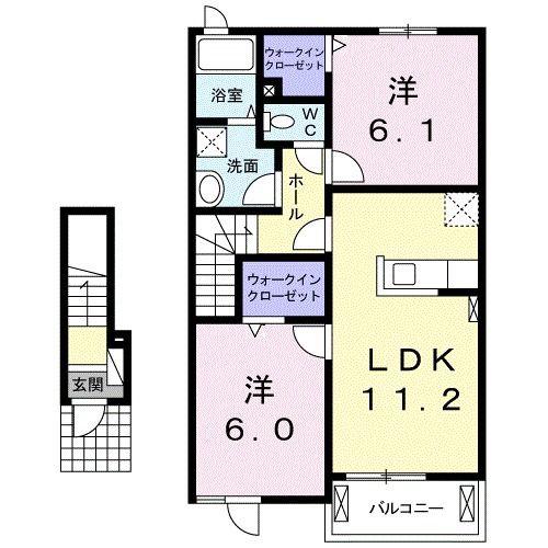 さくらガーデンE(2LDK/2階)の間取り写真