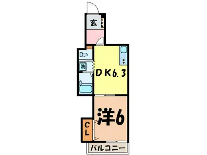 クレセール(1DK/3階)の間取り写真