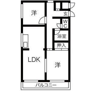 ガーデンハイツA棟(2LDK/2階)の間取り写真