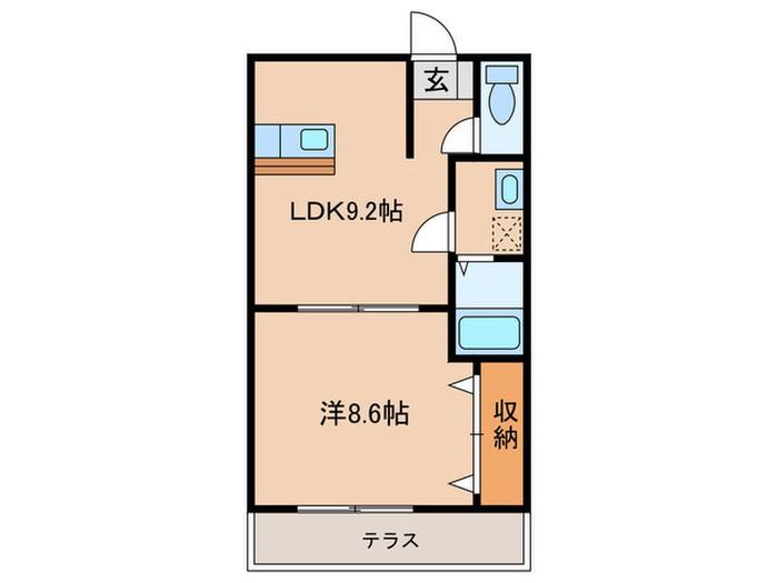 ドエルマルシェD(1LDK/1階)の間取り写真