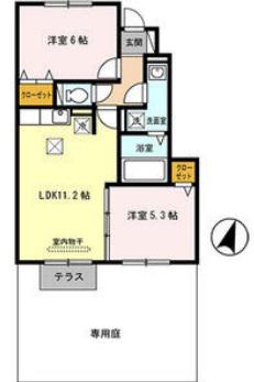 ファミールコート名谷(2LDK/1階)の間取り写真