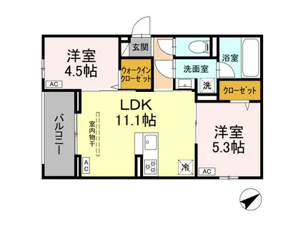 アイスフィルド相模原(2LDK/3階)の間取り写真