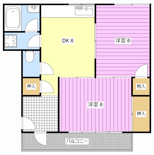 有玉ステーションハイツ II(2DK/2階)の間取り写真